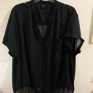 Sheer Black Top with White Dots from Torrid